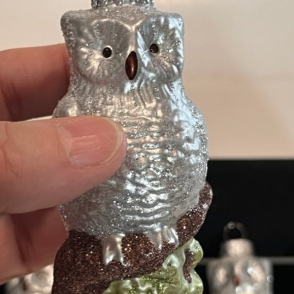 Vintage Set of 5 Glass Owl Baubles balls christmas Tree ornaments - Picture 5 of 7